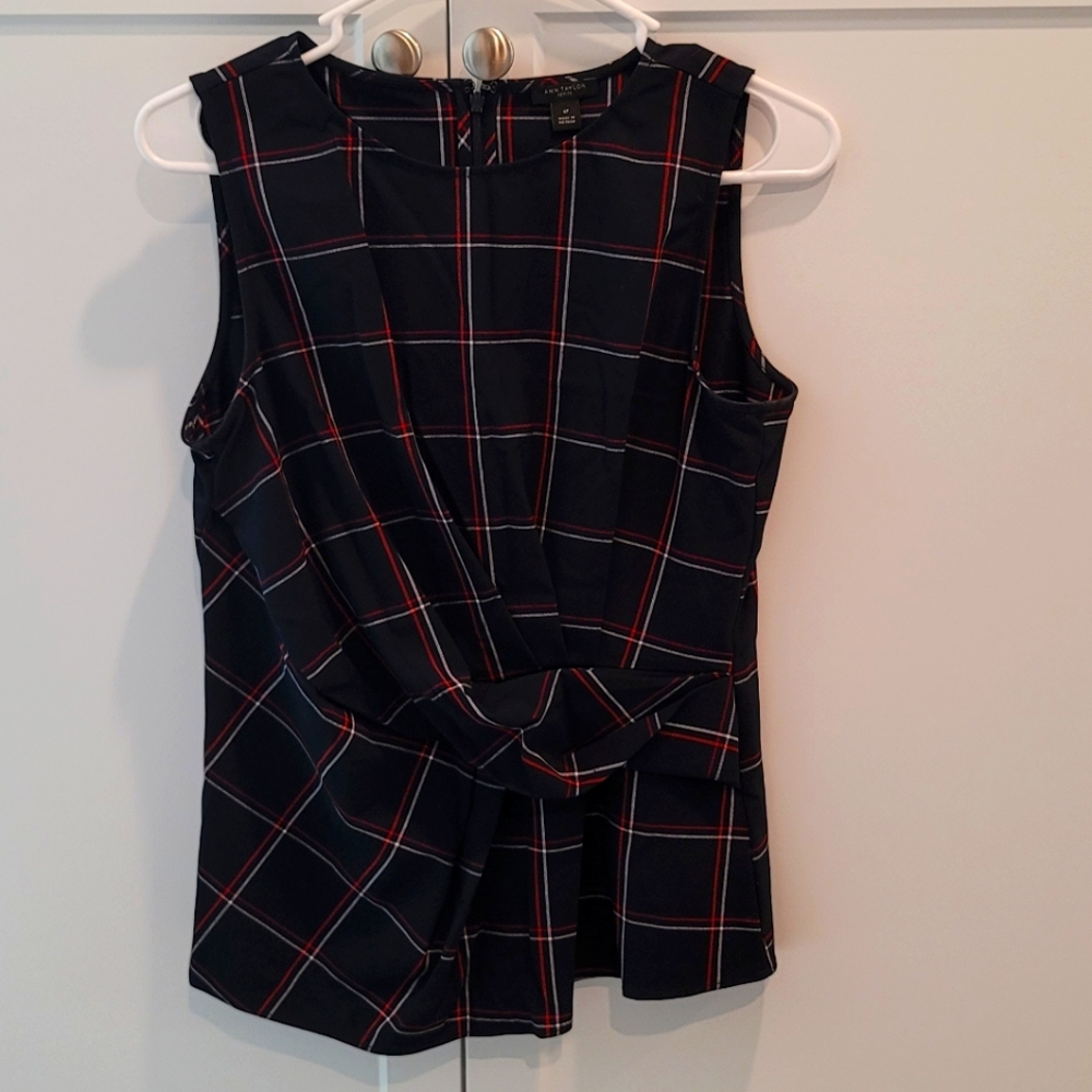 Ann Taylor Plaid Business Top